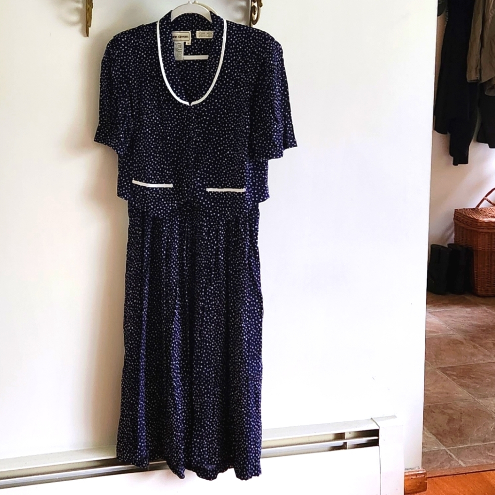 Karin Stevens Navy Polka Dot Dress with Jacket